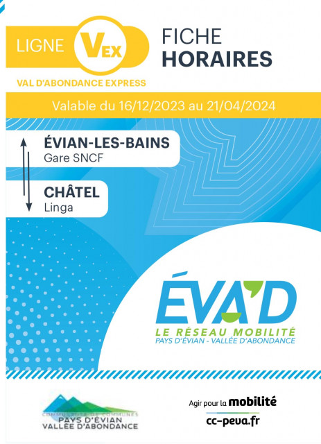 Timetable for bus line Vex - Châtel | Evian