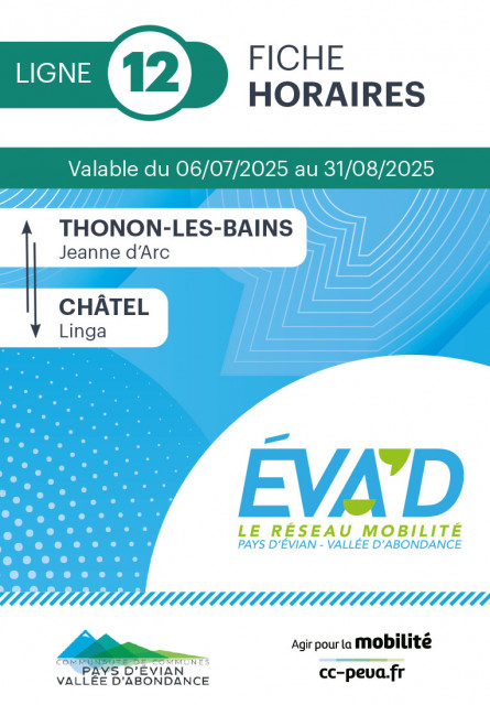 Horaires de la ligne 12 - Châtel | Thonon - du 06/07 au 31/08/2025
