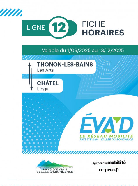 Horaires de la ligne 12 - Châtel | Thonon - du 01/09 au 13/12/2025