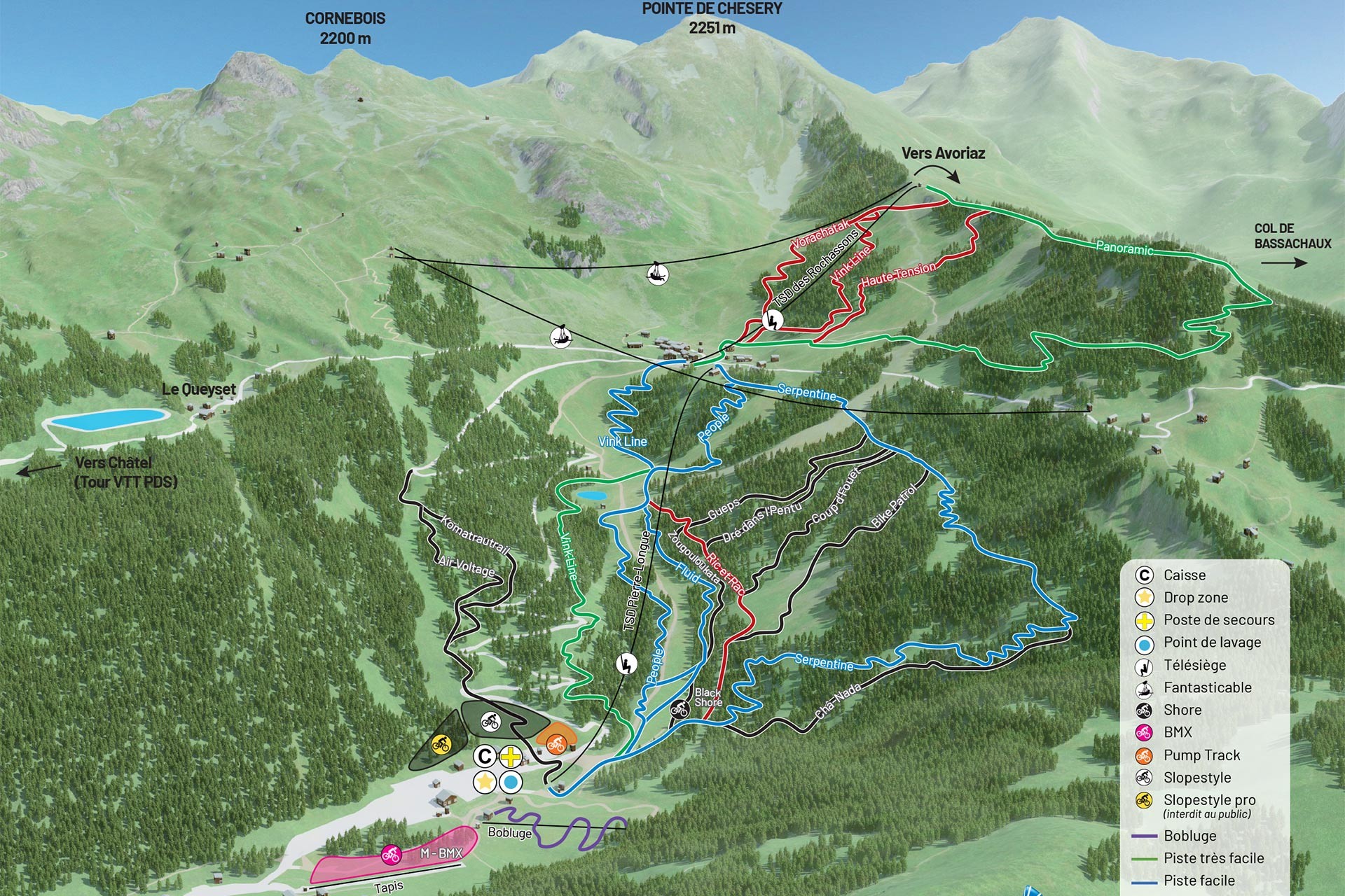 Plattegrond van de ATB pistes