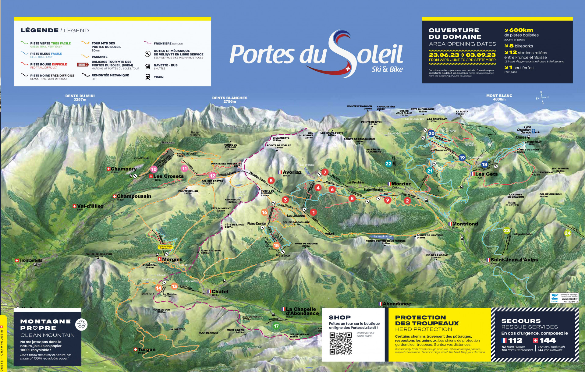 Plan des circuits VTT des Portes du Soleil