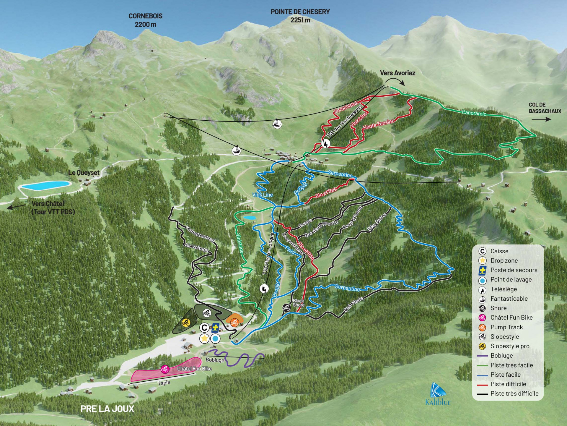 Plan des pistes du Bike Park de Châtel