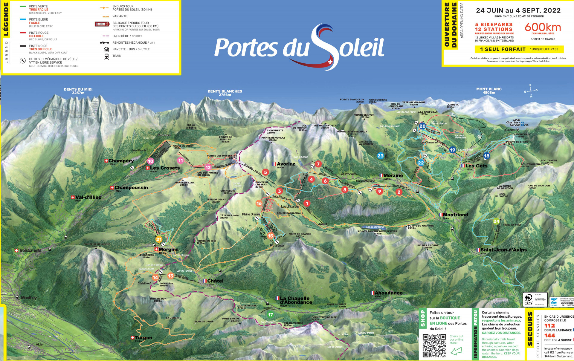 Plan des circuits VTT des Portes du Soleil