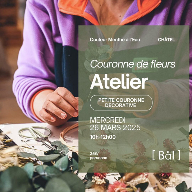 Atelier de fabrication de couronne de fleurs décorative._Châtel
