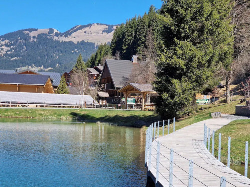 Vue lac et chalet été